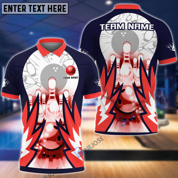 BlueJoses Bowling And Pins Wing Pattern Customized Name, Team Name 3D Shirt (4 Colors)