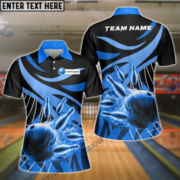 BlueJoses Bowling And Pins Broken Pattern Customized Name, Team Name 3D Shirt for Women (4 Colors)