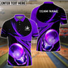 BlueJoses Bowling And Pins Galaxy Pattern Customized Name, Team Name 3D Shirt (4 Colors)