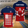 BlueJose Bowling And Pins Flag Pins Pattern Customized Name 3D Shirt (5 Colors)