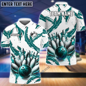 BlueJoses Bowling And Pins Cracks Customized Name, Team Name 3D Shirt (4 Colors)