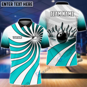 BlueJose Bowling Ball And Pins Vortex Customized Name 3D Shirt (4 Colors)