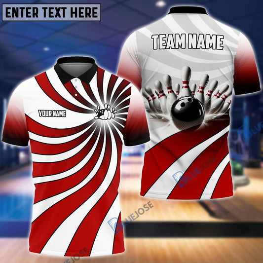 BlueJose Bowling Ball And Pins Vortex Customized Name 3D Shirt (4 Colors)