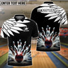 BlueJose Bowling And Pins Cool Wings Pattern Pattern Customized Name 3D Shirt (5 Colors)