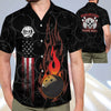 BlueJoses Funny Flame Skull Bowling Team Personalized Name Hawaiian Shirt