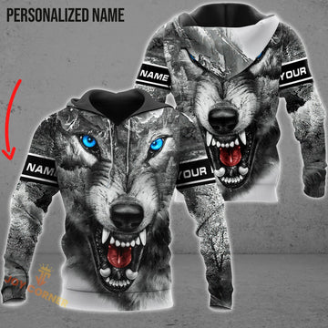 BlueJose White Wolf Shirts Personalized 3D Design All Over Printed