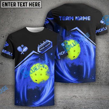 BlueJose Pickleball Light Pattern Blue Personalized Name, Team Name Unisex Shirt