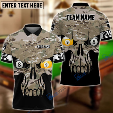 BlueJose Camo Skull Billiards Personalized Shirt