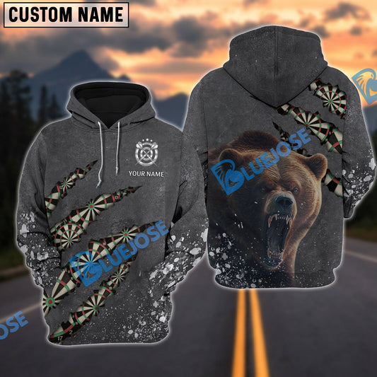 BlueJose Bear And Darts Personalized Name 3D Shirt