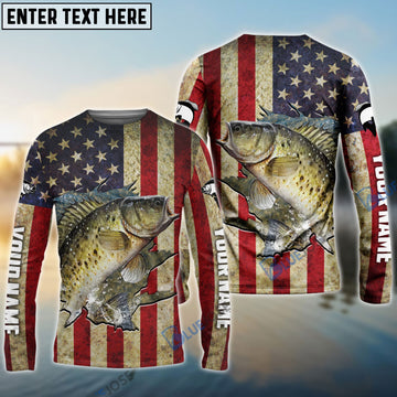 BlueJose Crappie Fishing USA Flag Custom Fishing Shirt