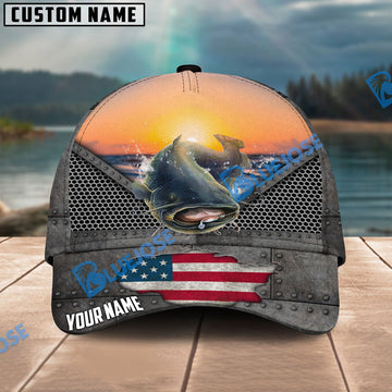 BlueJose Catfish Fishing Sunset Personalized Cap