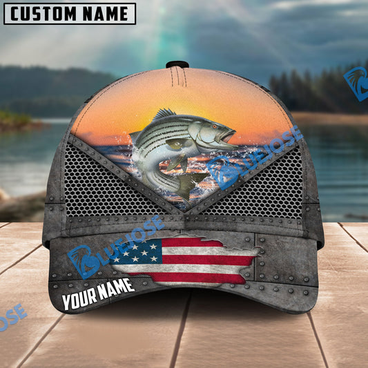 BlueJose Striped Bass Fishing Sunset Personalized Cap