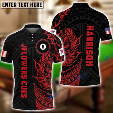 BlueJose Billiards Viking Red & Black Pattern Personalized Shirt For James