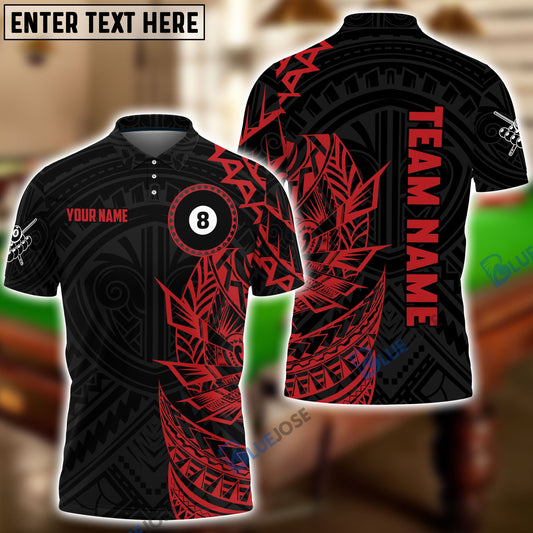 BlueJose Billiards Viking Red & Black Pattern Personalized Name, Team Name Shirt