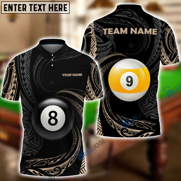 BlueJose Billiards Rolling Tribal Pattern Personalized Name, Team Name Shirt