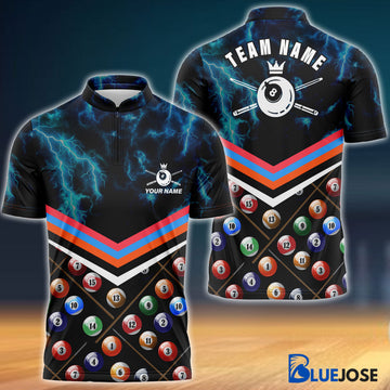 BlueJose Billiards Thunder Pattern Personalized Name, Team Name 3D Shirts