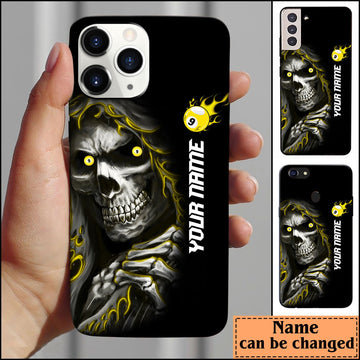 BlueJose Billiards Skull 9 Ball Personalized Name Phone Case