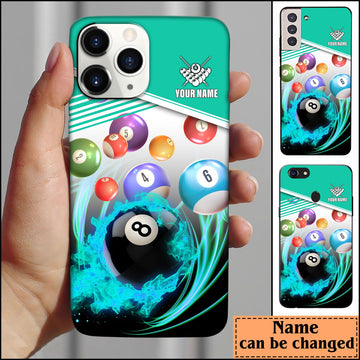 BlueJose Billiards Cyan Personalized Name Phone Case