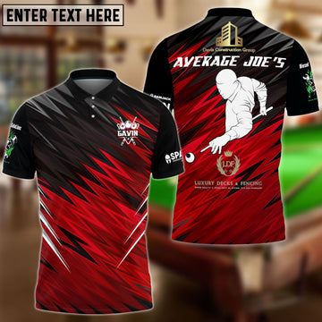 BlueJose Billiards Black And Red Lightning Personalized Shirt For Gavin Wilson