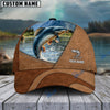 BlueJose Personalized Fishing Leather Pattern Cap (Bass, Striped Bass, Catfish, Trout, Crappie, Salmon, Walleye, Pike)