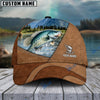 BlueJose Personalized Fishing Leather Pattern Cap (Bass, Striped Bass, Catfish, Trout, Crappie, Salmon, Walleye, Pike)