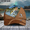 BlueJose Personalized Fishing Leather Pattern Cap (Bass, Striped Bass, Catfish, Trout, Crappie, Salmon, Walleye, Pike)