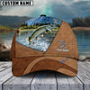 BlueJose Personalized Fishing Leather Pattern Cap (Bass, Striped Bass, Catfish, Trout, Crappie, Salmon, Walleye, Pike)