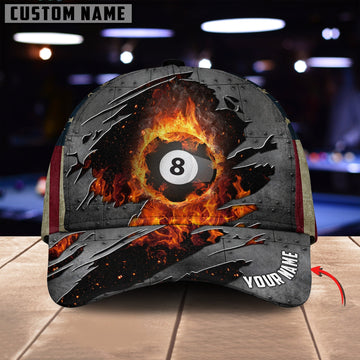 BlueJose Billiard 8 Ball Personalized Name 3D Cap