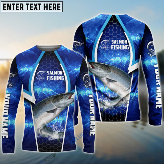 Bluejose Salmon Fishing Blue Galaxy Custom Long Sleeves