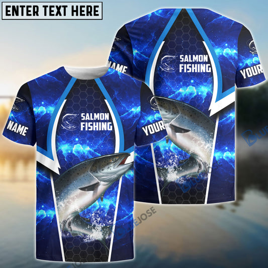 Bluejose Salmon Fishing Blue Galaxy Custom Long Sleeves