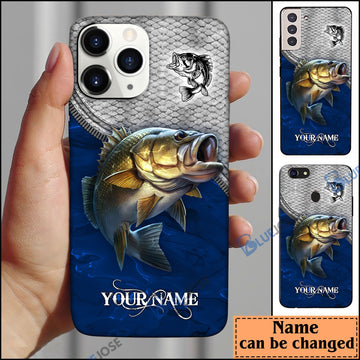 BlueJose Bass Fishing Blue Personalized Name Phone Case