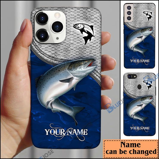 BlueJose Salmon Fishing Blue Personalized Name Phone Case