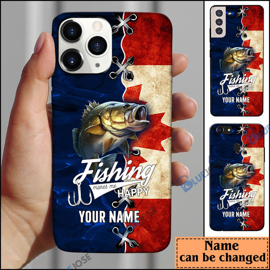 BlueJose Bass Fishing Blue Flag Personalized Name Phone Case (USA, CA, AU)