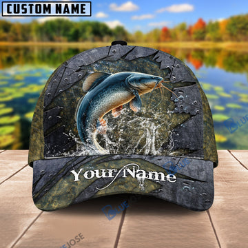 BlueJose Personalized Catfish Fishing Metal Pattern Cap