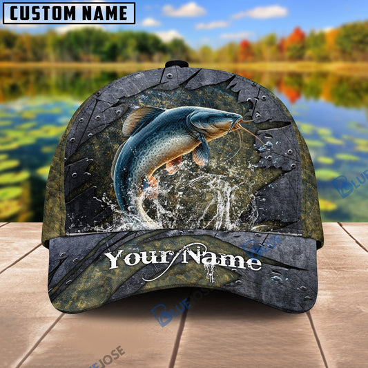 BlueJose Personalized Catfish Fishing Metal Pattern Cap