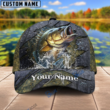 BlueJose Personalized Large Mouth Bass Fishing Metal Pattern Cap