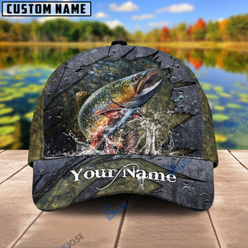 BlueJose Personalized Trout Fishing Metal Pattern Cap