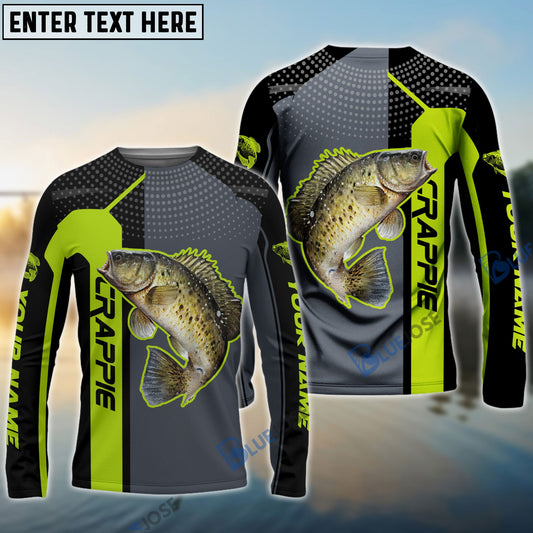 BlueJose Personalized Crappie Fishing Green Line Sport Jersey Fishing Shirts