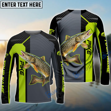 BlueJose Personalized Pike Fishing Green Line Sport Jersey Fishing Shirts