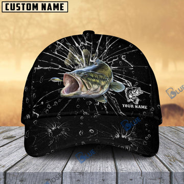 BlueJose Personalized Largemouth Bass Fishing Broken Glass Cap