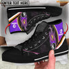 BlueJose Purple and Black Strike Ball 8 Billiard Personalized Name High Top Shoes