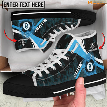 BlueJose Blue Fire With Ball 8 Billiard Personalized Name High Top Shoes