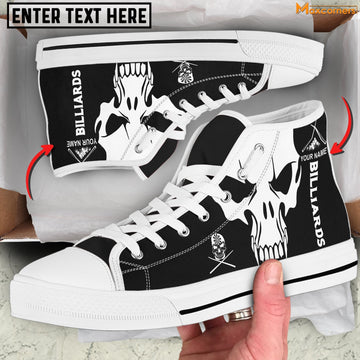 BlueJose Billiard Skull Personalized Name High Top Shoes