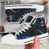 BlueJose Billiard Blue Fire Personalized Name High Top Shoes