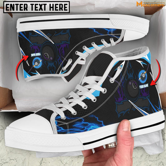 BlueJose Billiard Blue Fire Personalized Name High Top Shoes