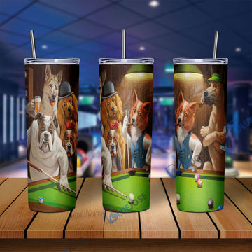 BlueJose Billiards Funny Dogs Skinny Tumbler