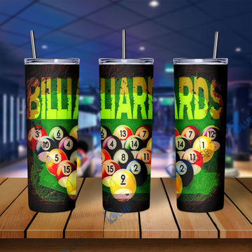 BlueJose Billiards Scratch Effect Skinny Tumbler