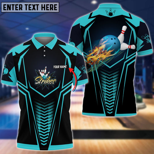 BlueJose Strikes Blue Bowling Ball Crashing The Pins Personalized Name 3D Shirt
