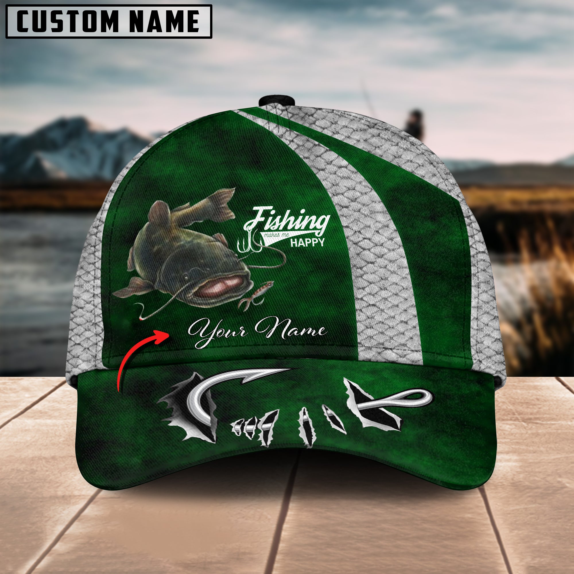 BlueJose Personalized Catfish Fishing Hook Cap – Blue Jose