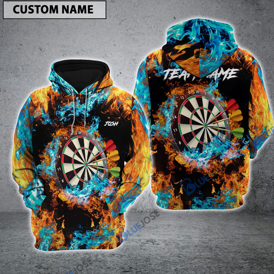 BlueJose Dart Fire & Water Personalized Name 3D Hoodie